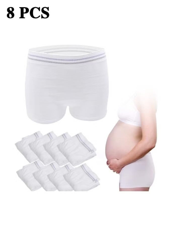 OMEVE Disposable Maternity Postpartum Panties, High Waist Breathable Mesh Panties C Section, Maternity Underwear Postpartum Hospital Recovery Maternity Briefs for Women, 8 Pcs - L Size - Image 1